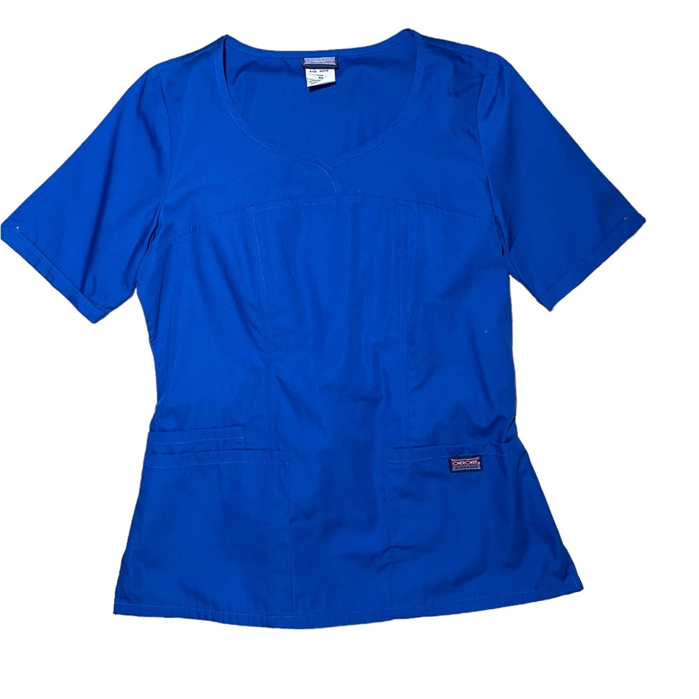 Two Cherokee scrub tops black and blue size XS New - Picture 10 of 12